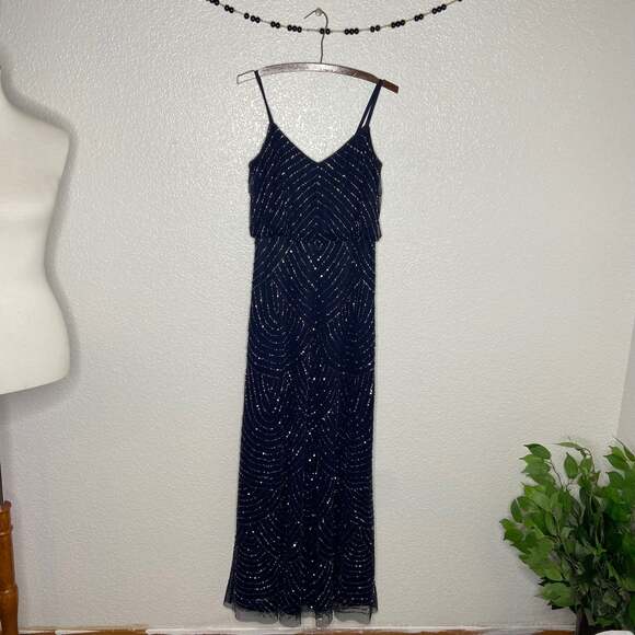 Adrianna Papell Dresses & Skirts - Adrianna Papell Navy Sequin Tank Evening Gown